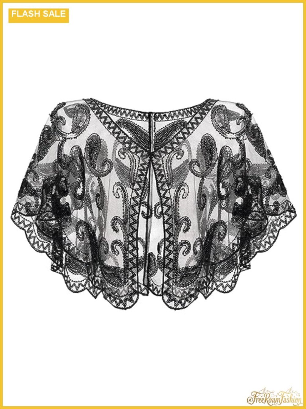 1920s Flapper Shawl Sequin Beaded Evening Wrap for Gatsby Party